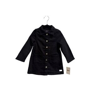 7 For All Mankind Girls Black Coat Shirt Dress 2T Eyelet Collar Button Front